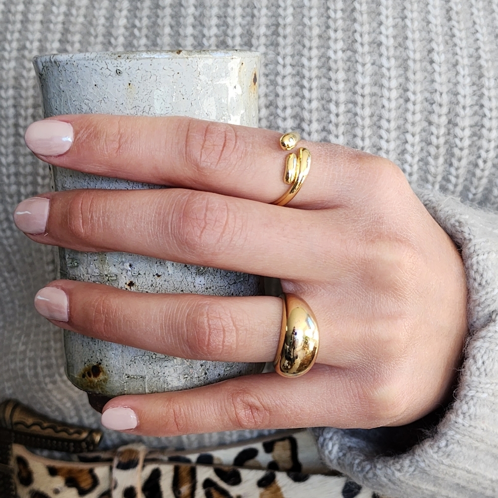 Size 9 Womens Gold Plated Dome Ring Jewelry Retro Smooth Surface - Picture 10 of 12